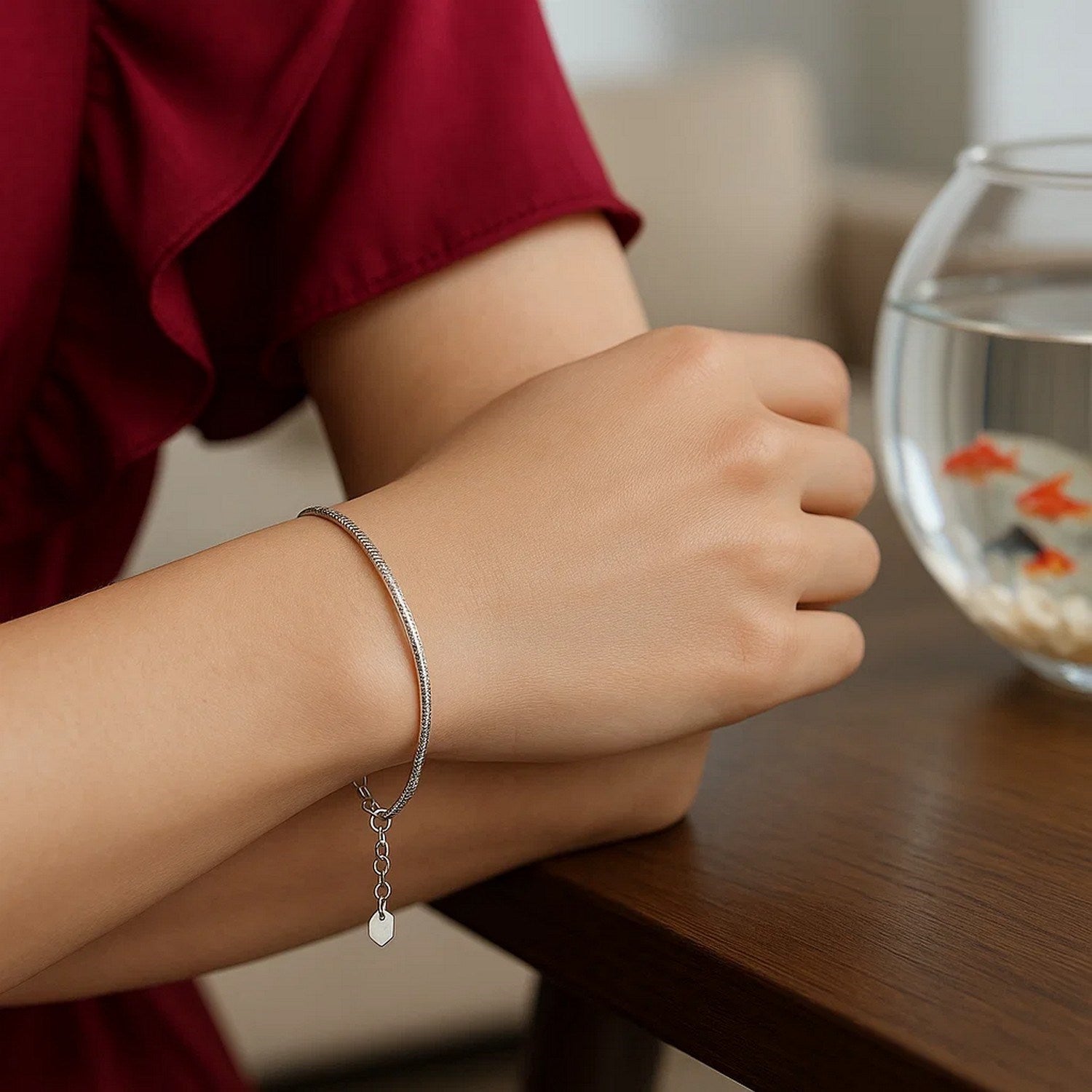 14K White Gold Diamond Cut Stack Bangle Bracelet (1.80 mm)