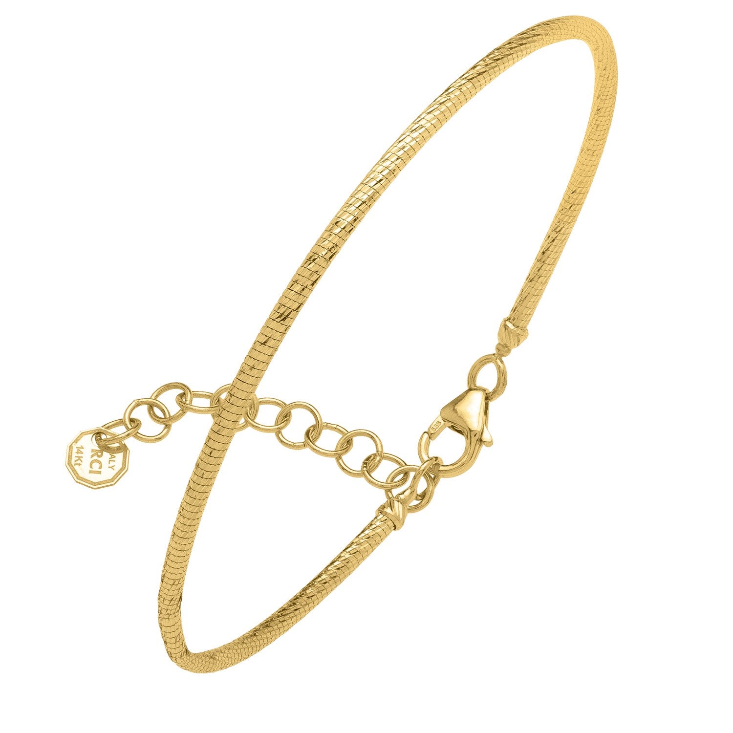 14K Yellow Gold Diamond Cut Stack Bangle Bracelet (1.80 mm)