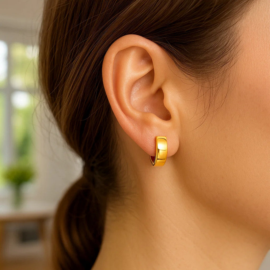 14k Yellow Gold Snuggable Hoop Earrings