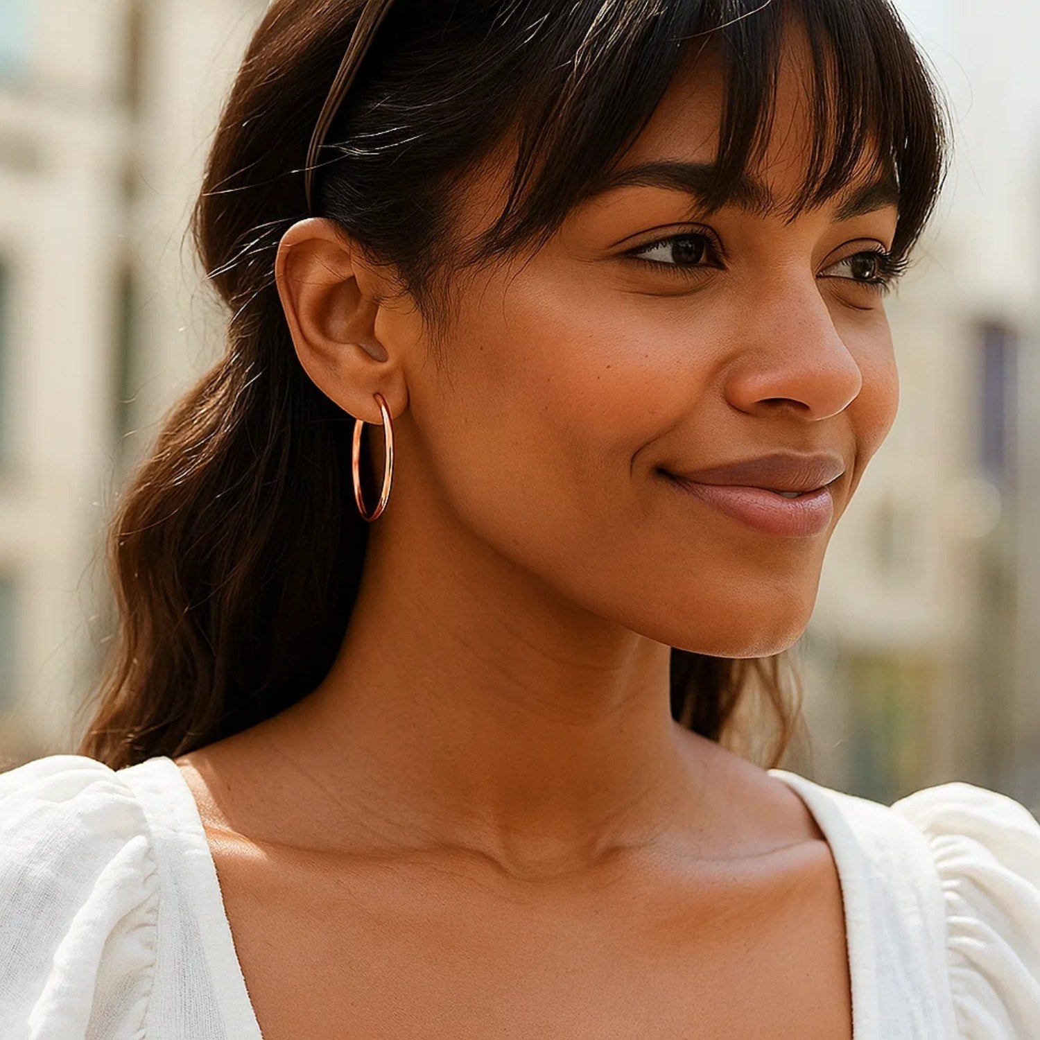Classic Hoop Earrings in 14K Rose Gold (2x30 mm)