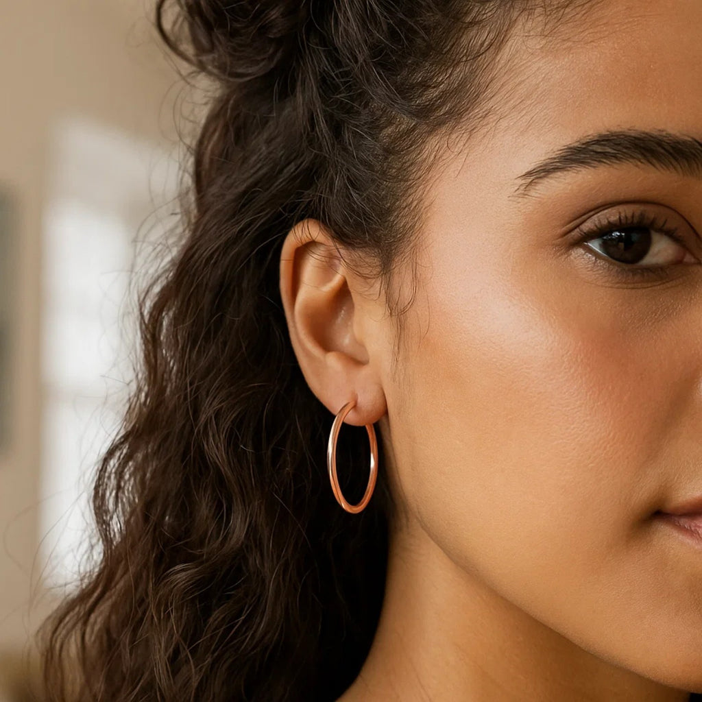 Classic Hoop Earrings in 14K Rose Gold (2x30 mm)