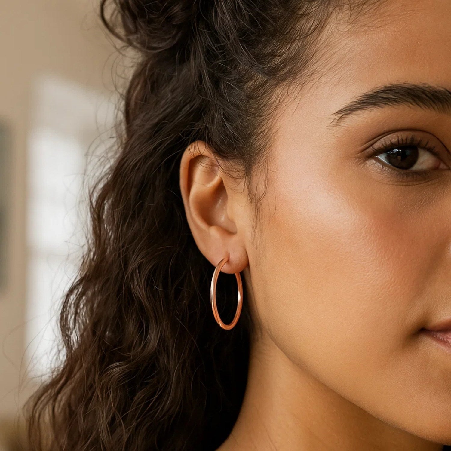 Classic Hoop Earrings in 14K Rose Gold (2x30 mm)