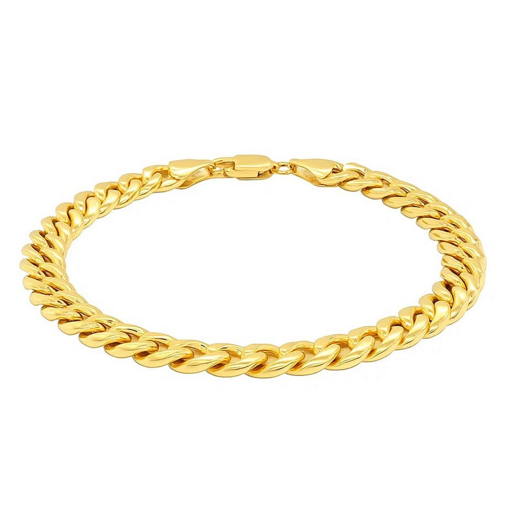 14k Yellow Gold Miami Cuban Semi Solid Bracelet (8.00 mm)