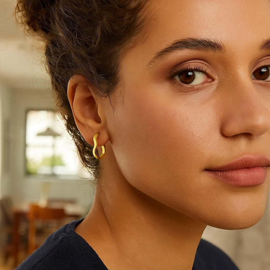 14K Yellow Gold Twist Hoop Earrings