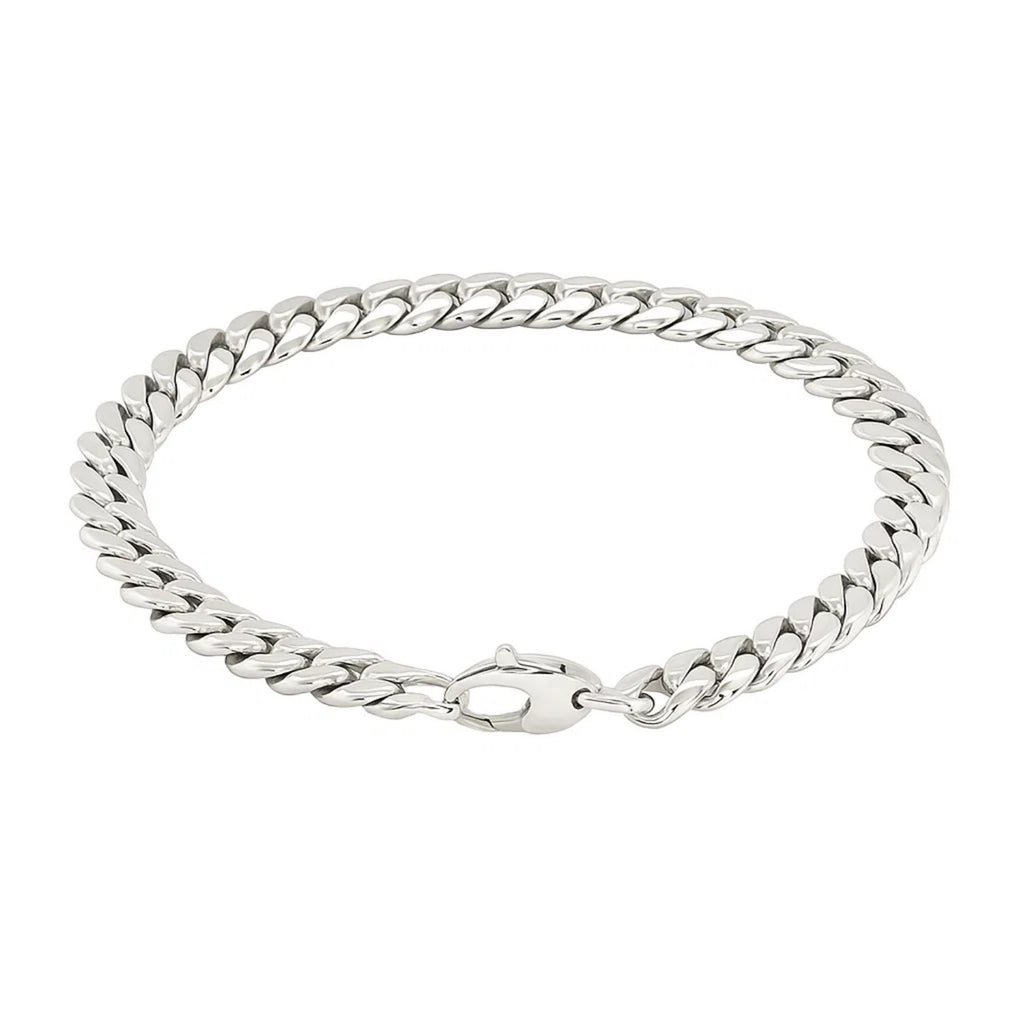 14K White Gold Cuban Link Bracelet (5.90 mm)