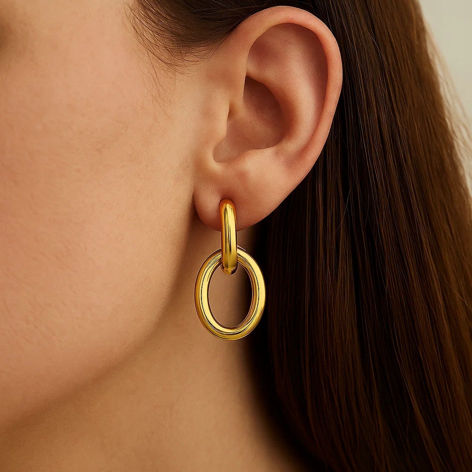 Interlocking Link Earrings in 14K Yellow Gold