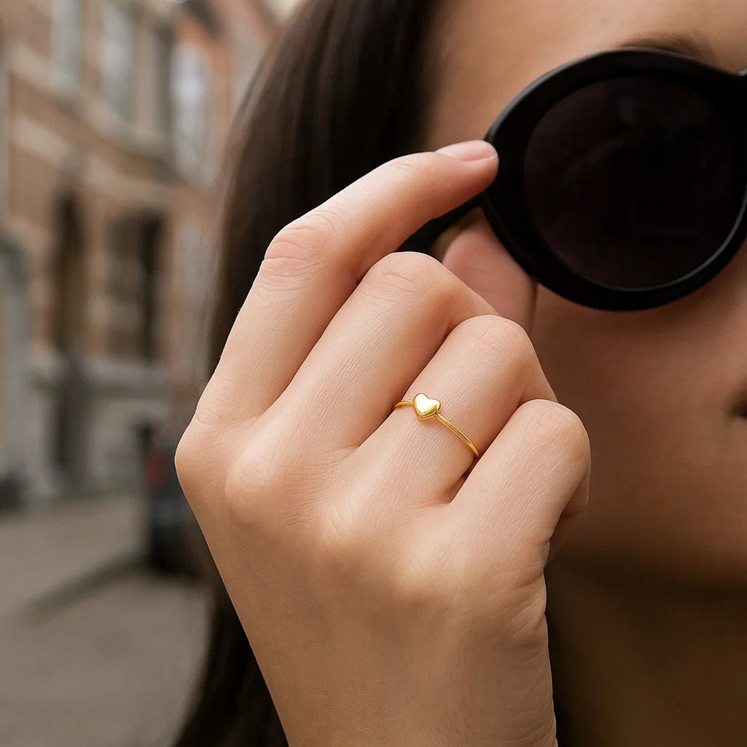14k Yellow Gold Ring with Puffed Heart(1.40 mm)