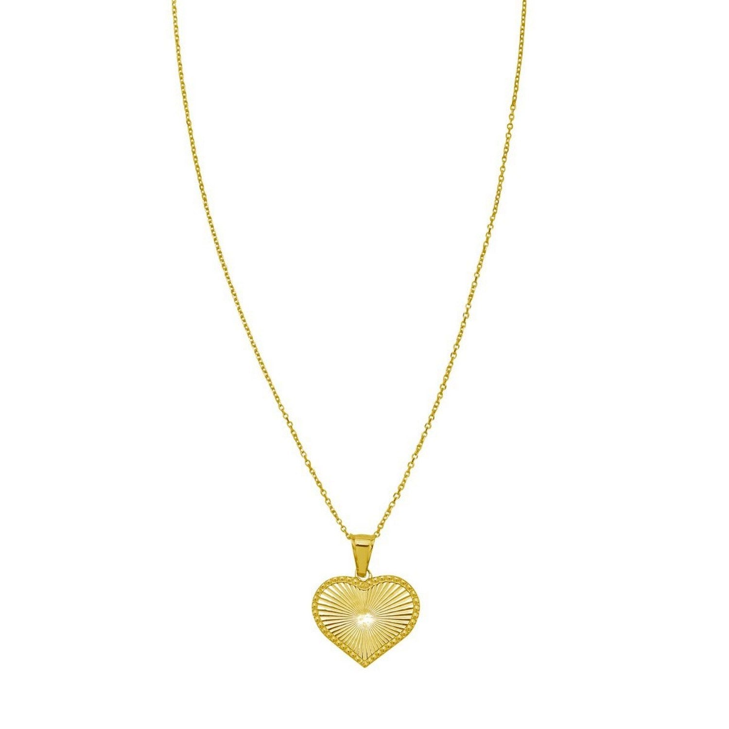 14K Yellow Gold Radiating Heart Necklace