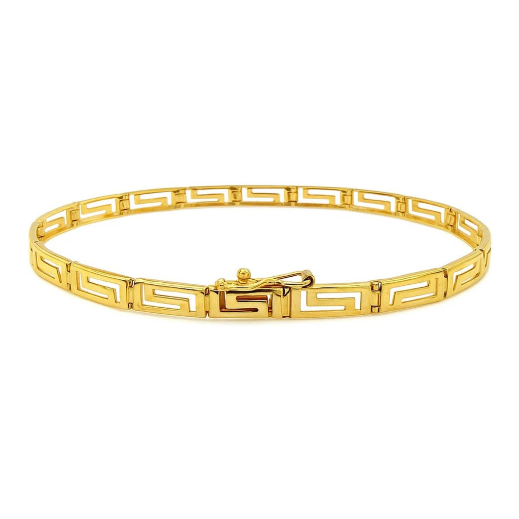 14k Yellow Gold Greek Fret Design Fancy Bracelet (3.30 mm)