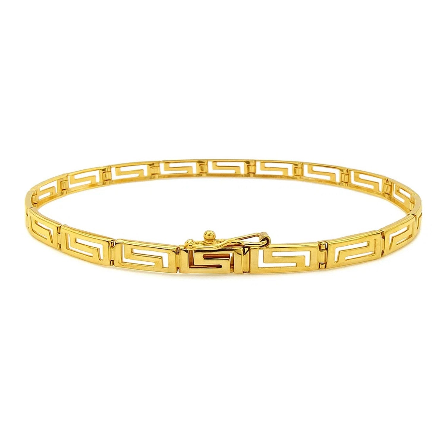 14k Yellow Gold Greek Fret Design Fancy Bracelet (3.30 mm)