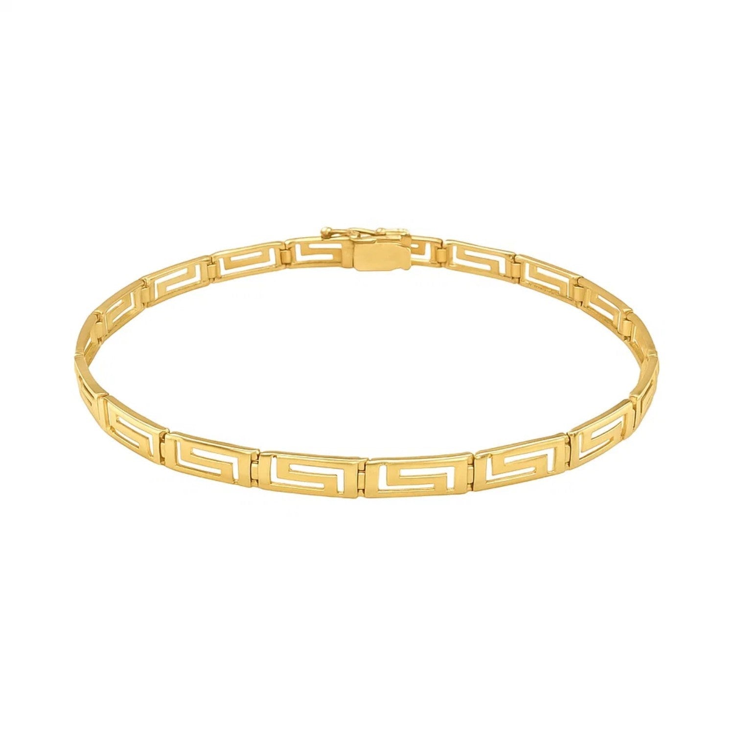 14k Yellow Gold Greek Fret Design Fancy Bracelet (3.30 mm)