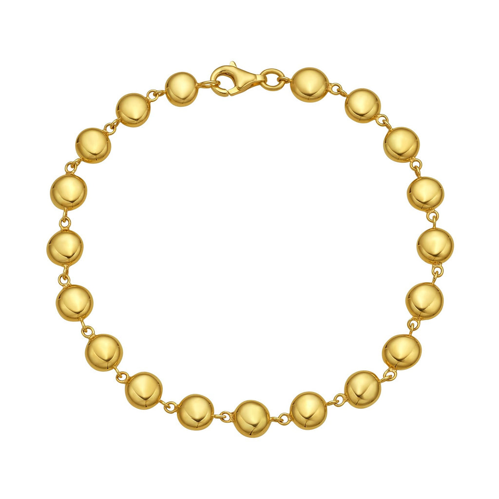 14K Yellow Gold Polished Pebble Bead Bracelet (6.00 mm)