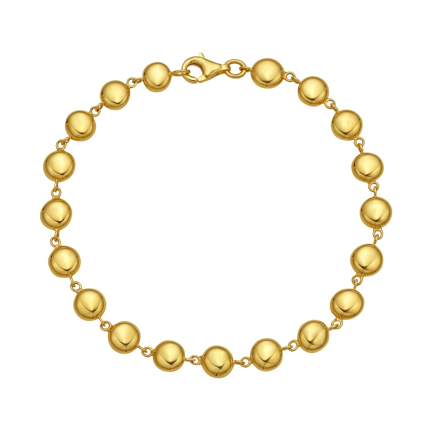 14K Yellow Gold Polished Pebble Bead Bracelet (6.00 mm)