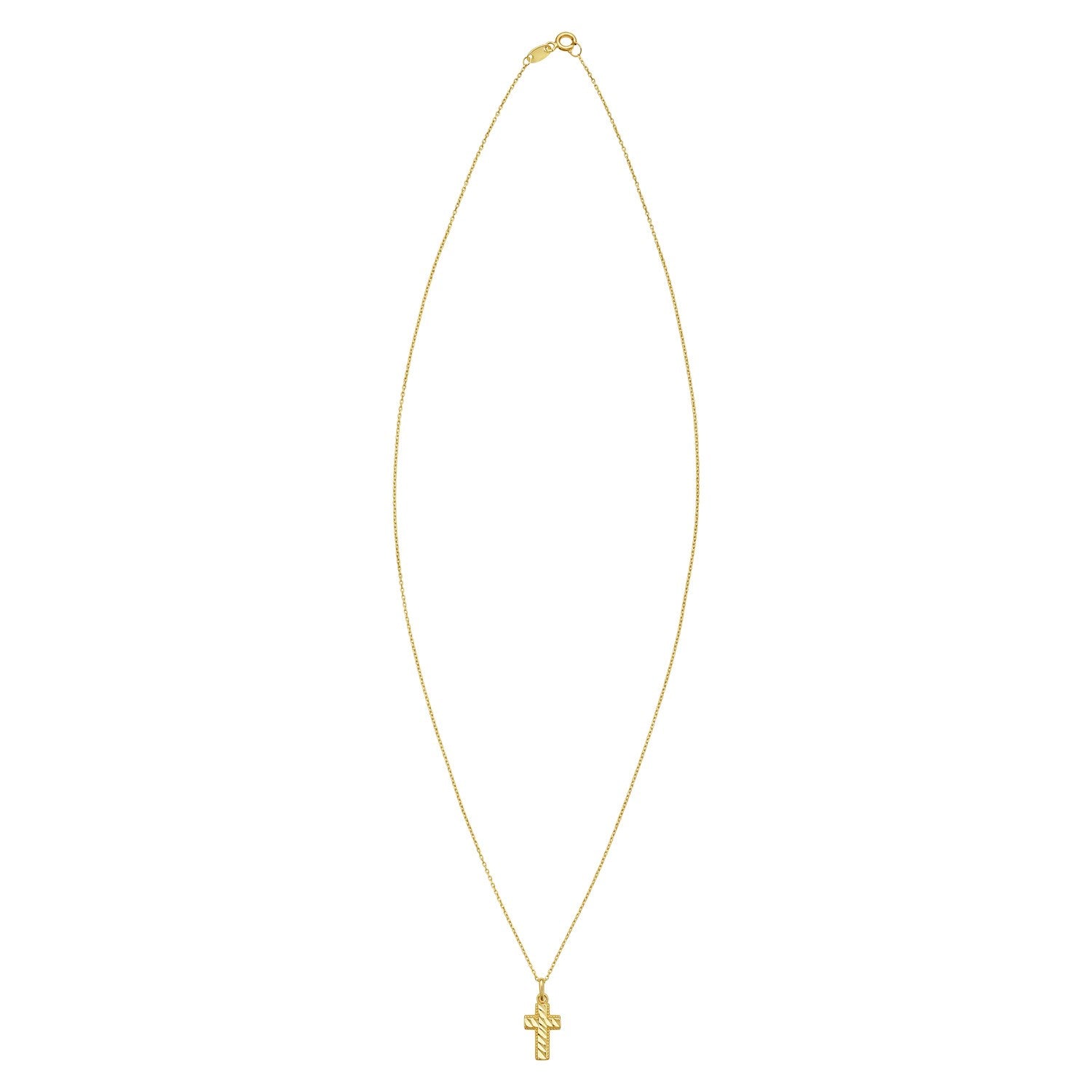 14K Yellow Gold Diamond Cut Cross Necklace