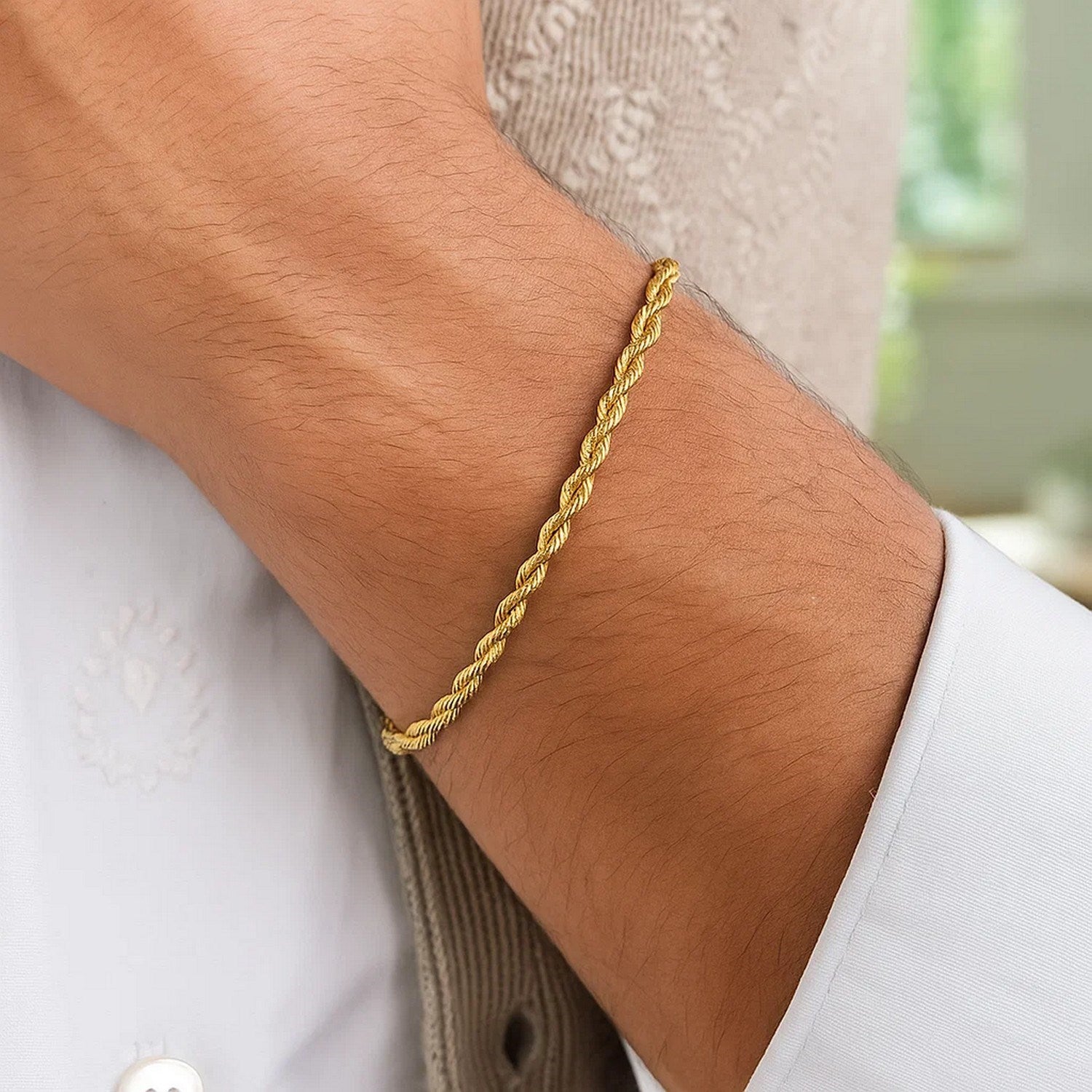 Silk Rope Chain Bracelet in 14k Yellow Gold  (3.00 mm)