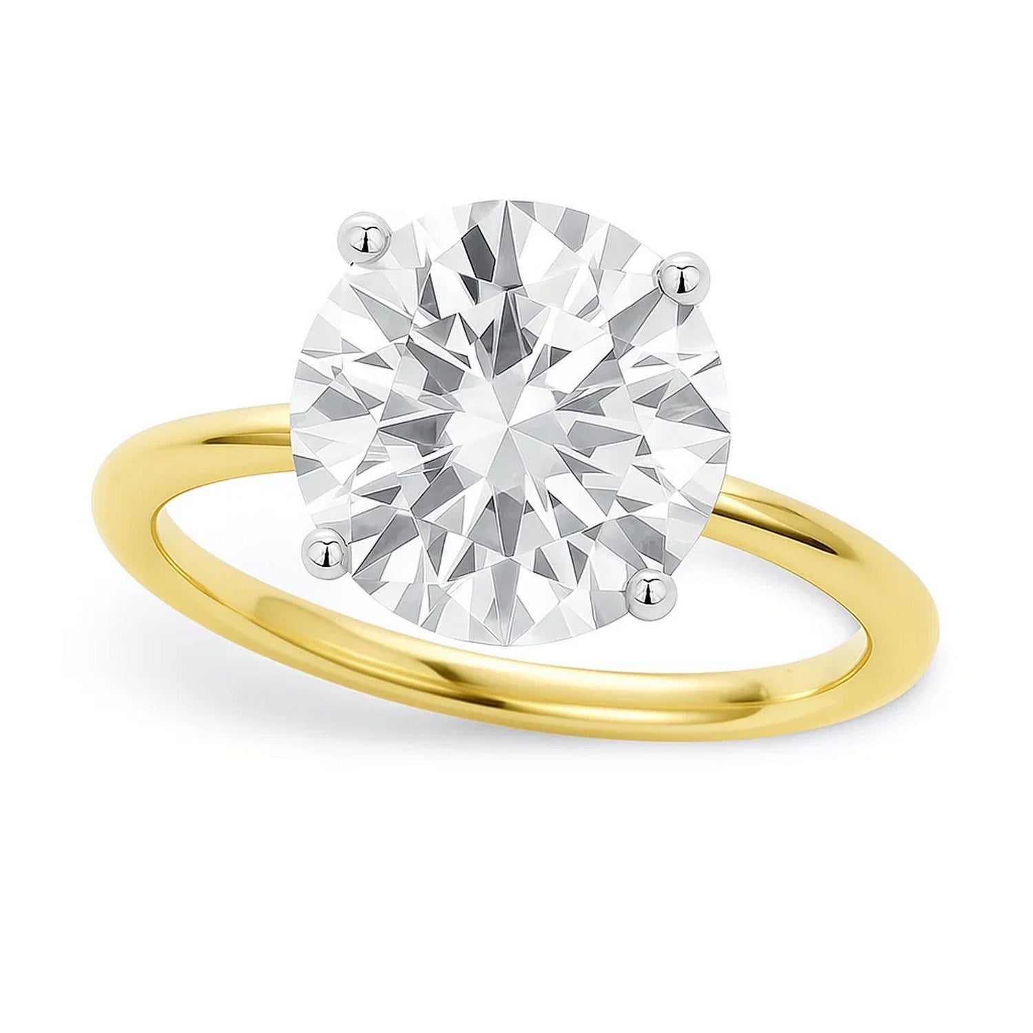 5 Carat Round Lab Grown IGI G/VS1 Diamond Solitaire Ring in 14K Yellow Gold
