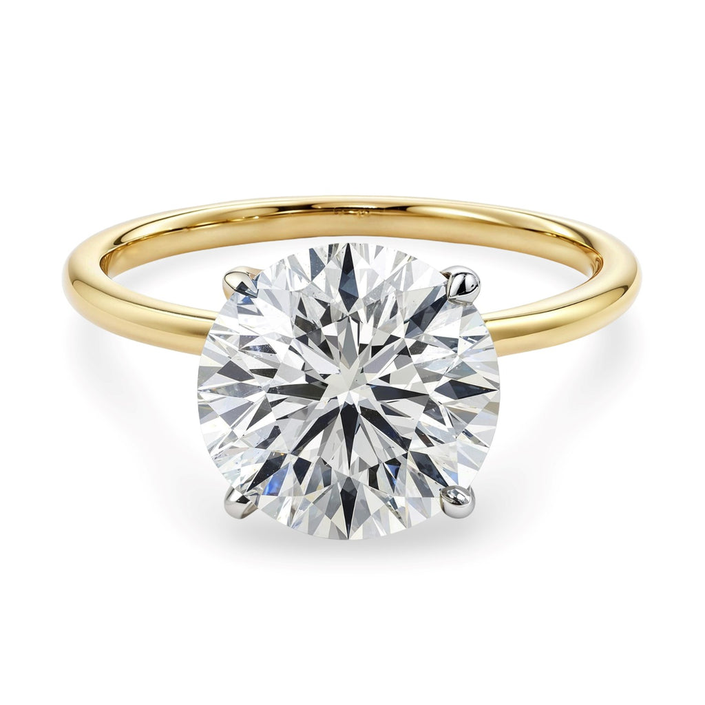 5 Carat Round Lab Grown IGI G/VS1 Diamond Solitaire Ring in 14K Yellow Gold