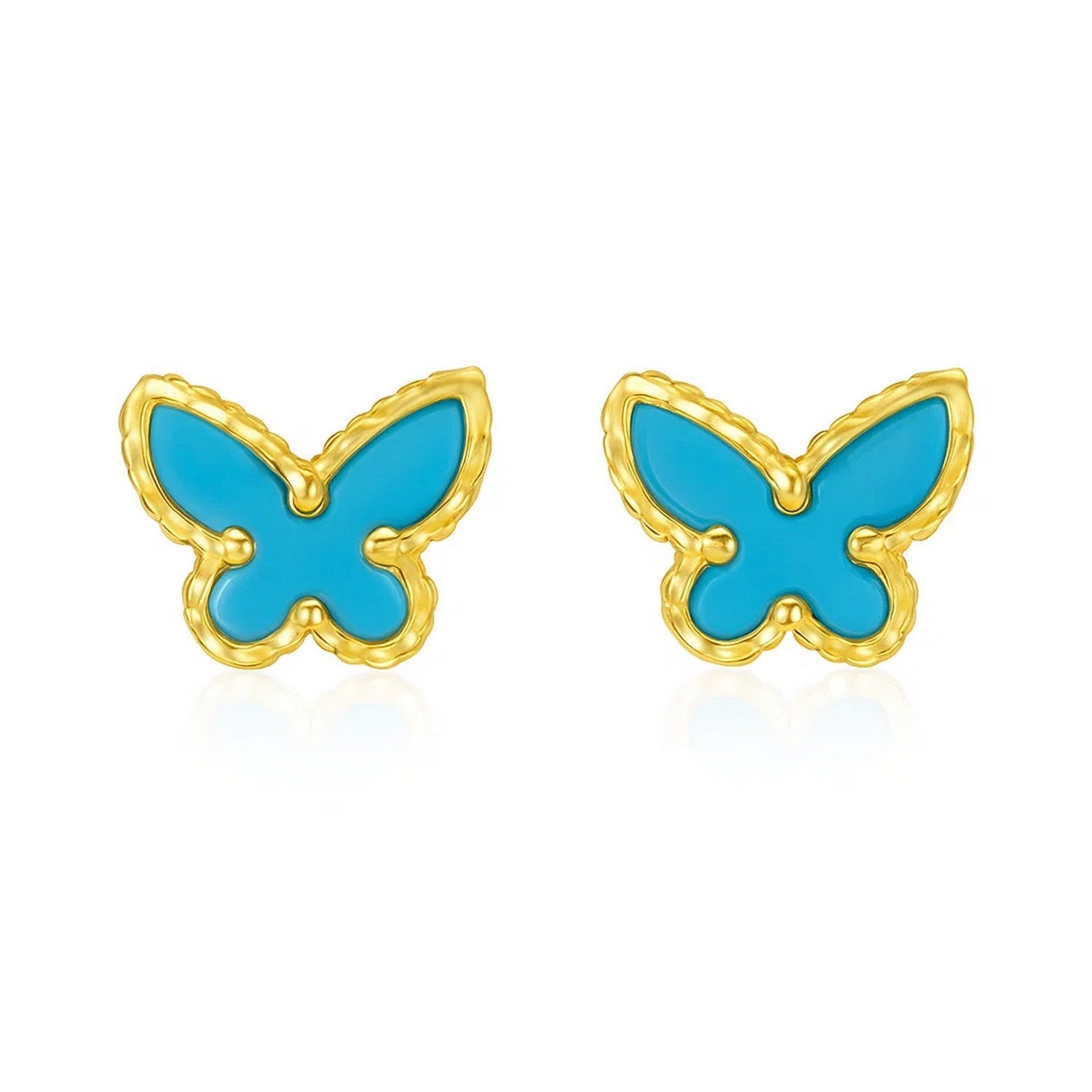 14K Yellow Gold Primavera Turquoise Butterfly Stud Earrings