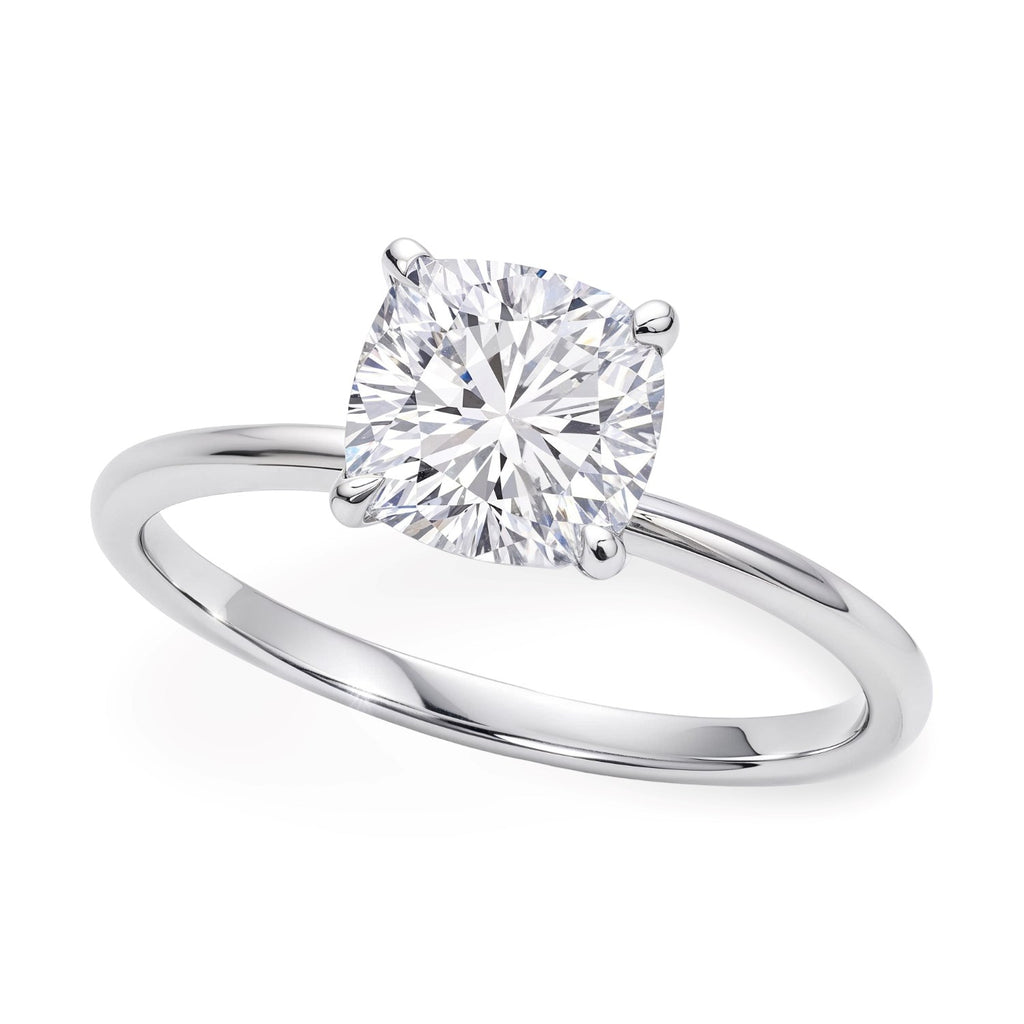 2 Carat Cushion Lab Grown IGI G/VS1 Diamond Solitaire Ring in 14K White Gold