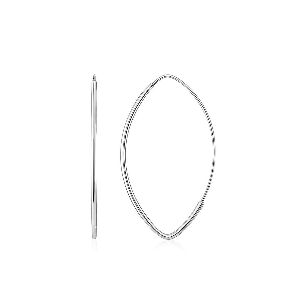 14k White Gold Polished Long Marquise Motif Earrings