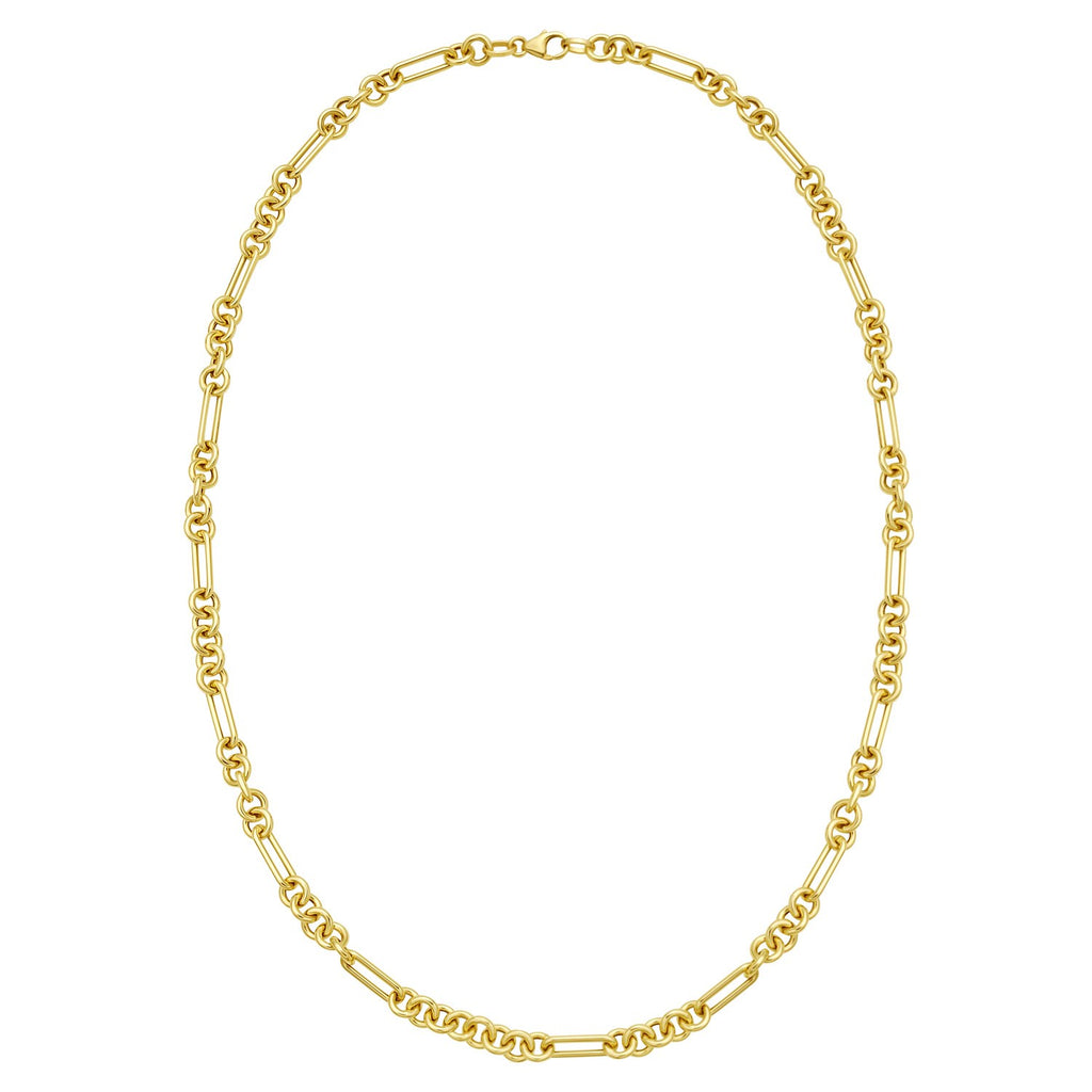 14K Yellow Gold Five And One Paperclip Link Chain Necklace