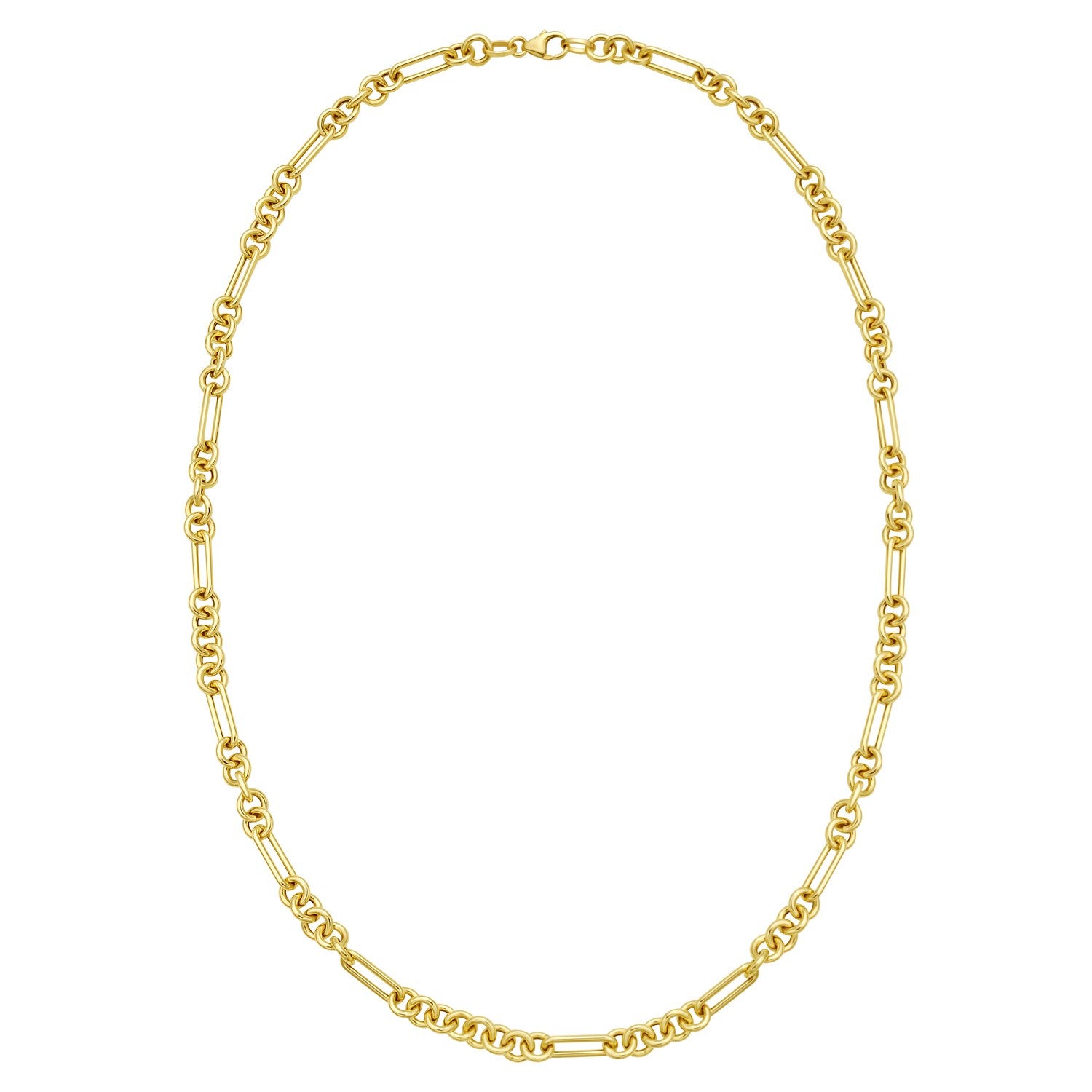 14K Yellow Gold Five And One Paperclip Link Chain Necklace