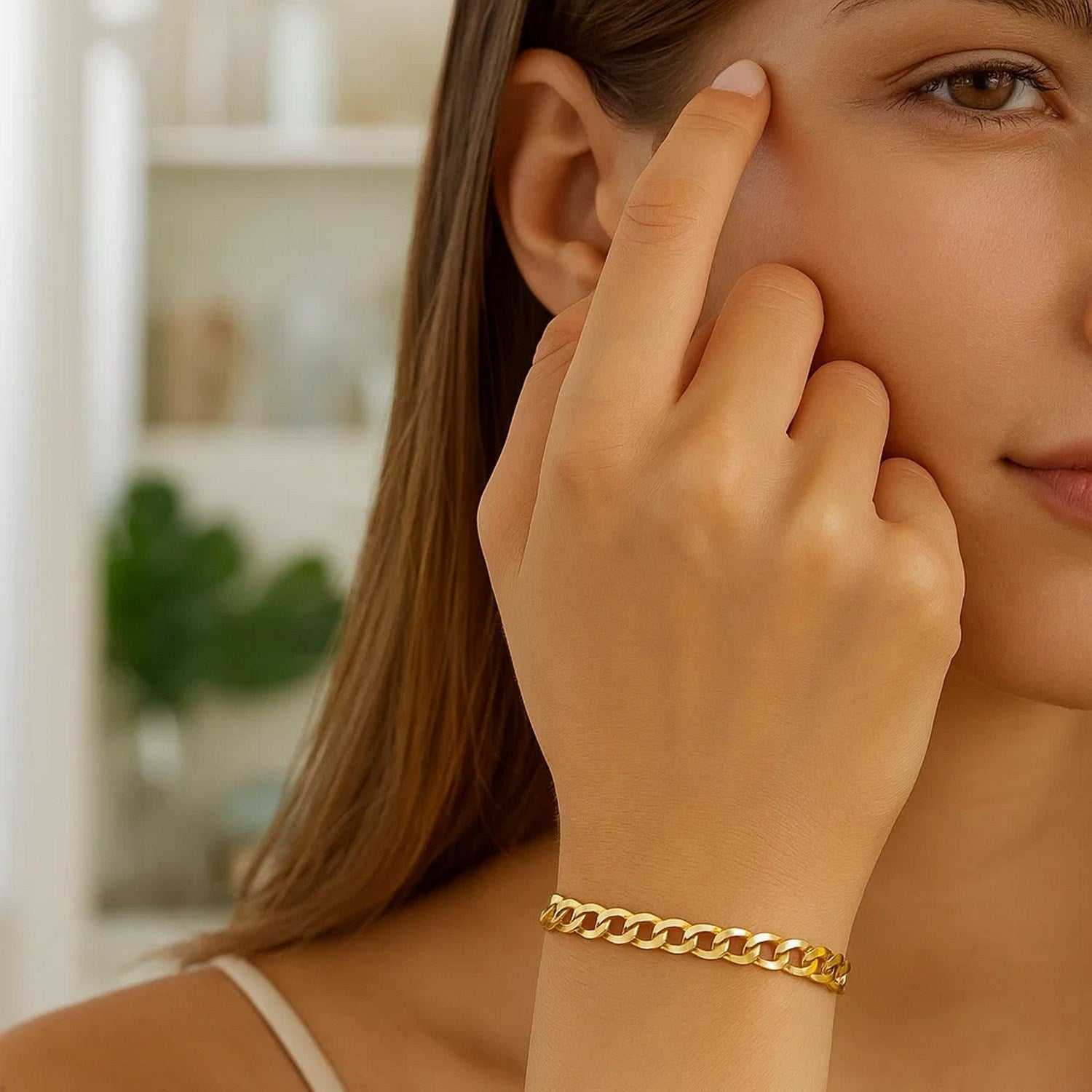 14k Yellow Gold Solid Curb Bracelet (3.60 mm)