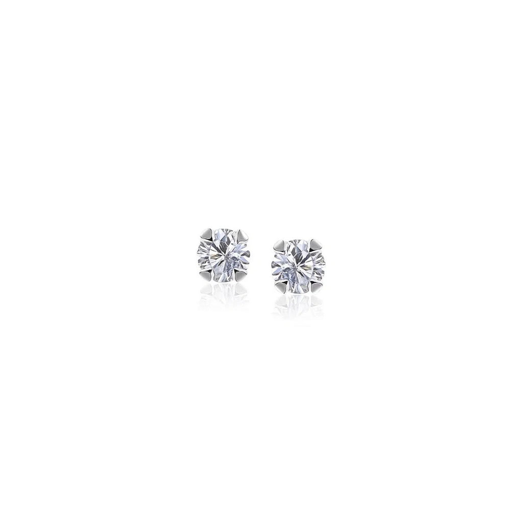 14k White Gold White Cubic Zirconia Stud Earrings(2mm)
