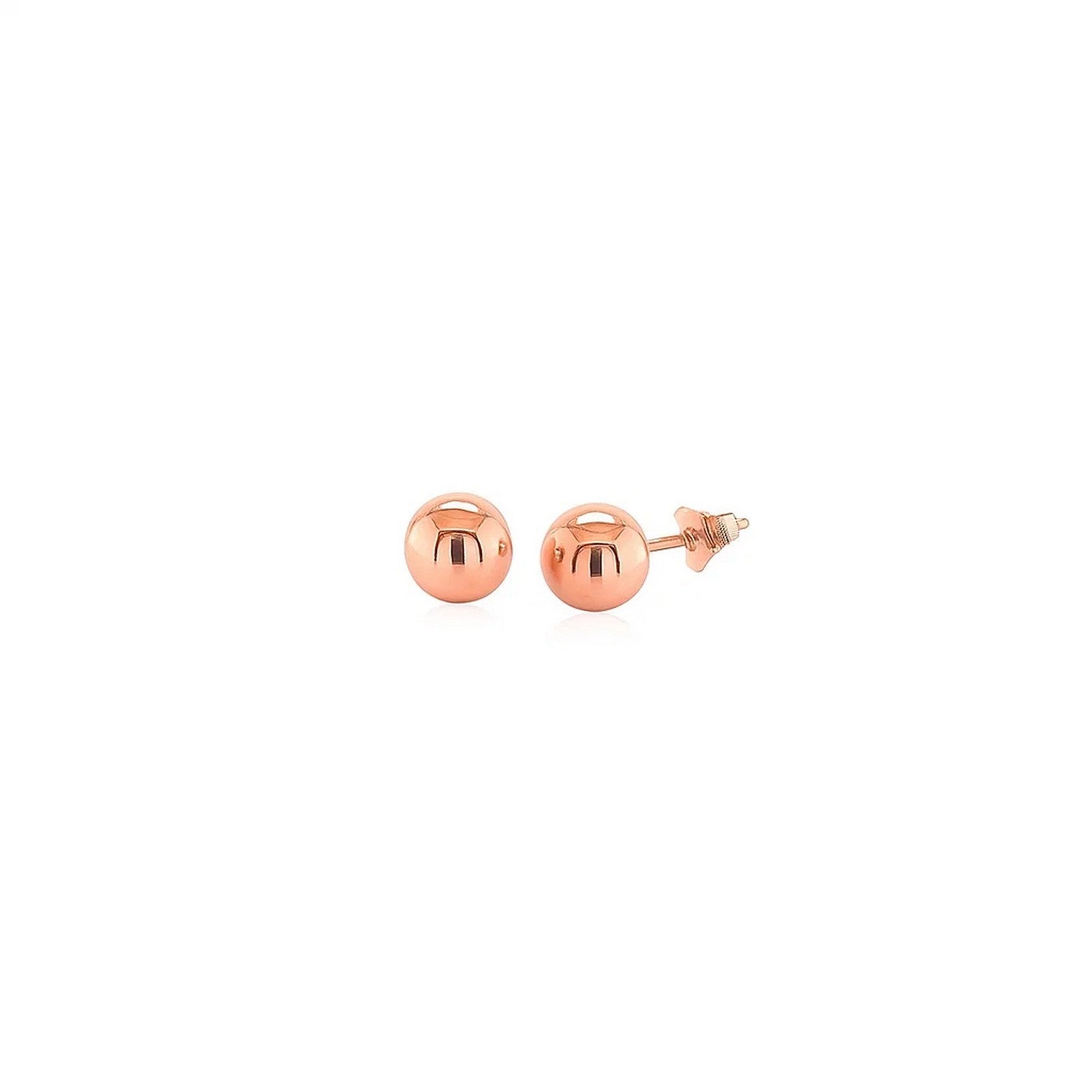 14k Rose Gold Classic Round Shape Stud Earrings (6mm)
