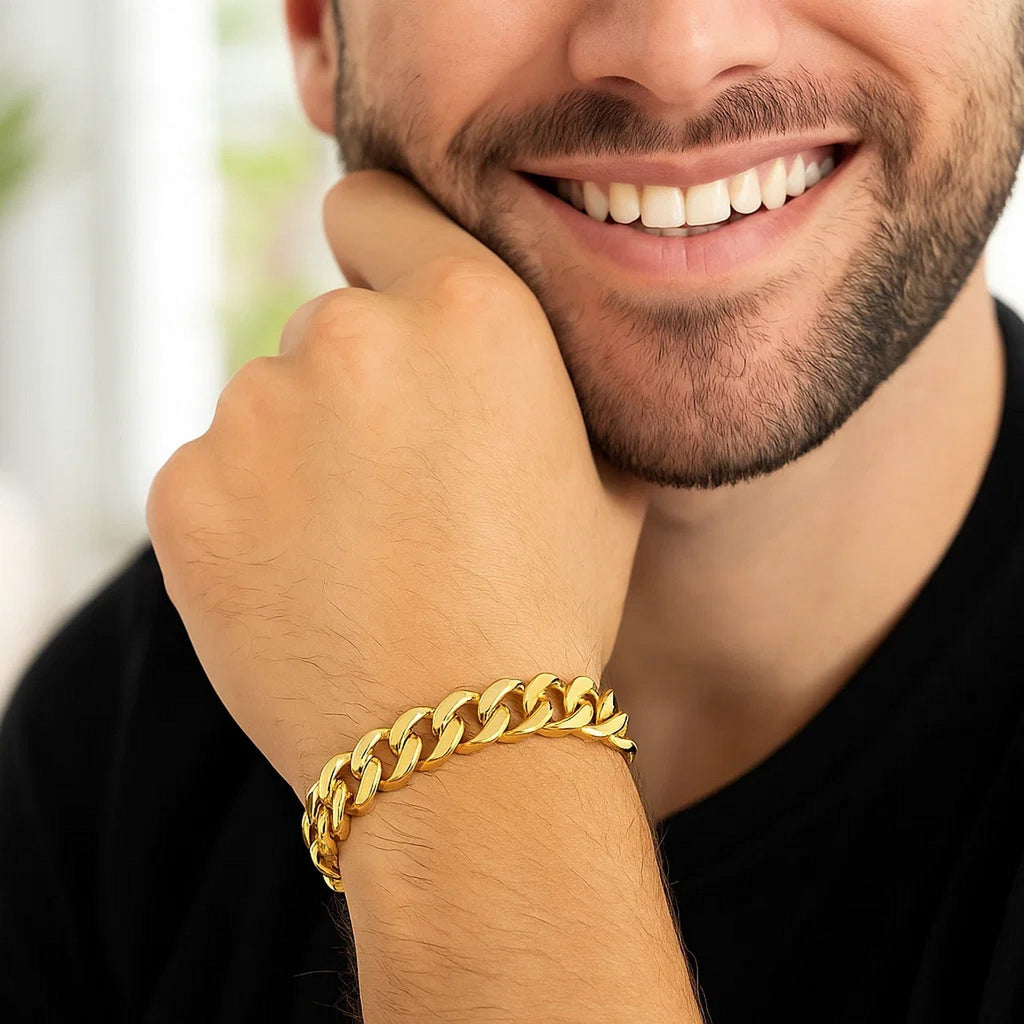 14k Yellow Gold Polished Curb Chain Bracelet (11.50 mm)