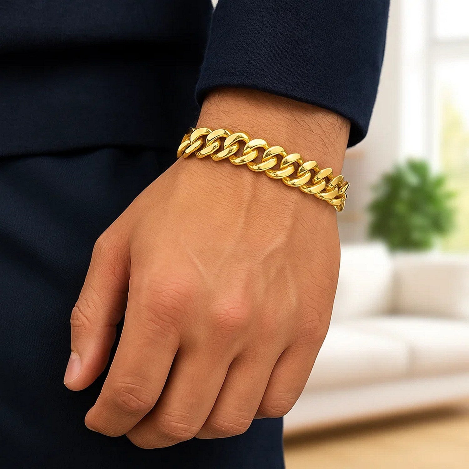 14k Yellow Gold Polished Curb Chain Bracelet (11.50 mm)