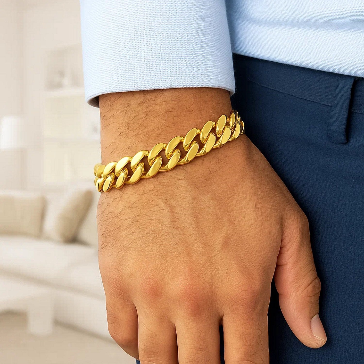 14k Yellow Gold Polished Curb Chain Bracelet (11.50 mm)