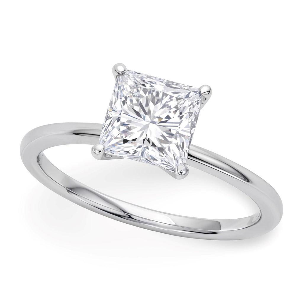 1.50Ct Princess Lab Grown IGI G/VS1 Diamond Ring in 14K White Gold