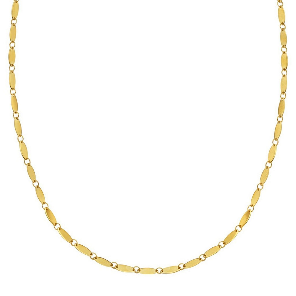 14K Yellow Gold Flat Pebble Link Necklace (2.50 mm)
