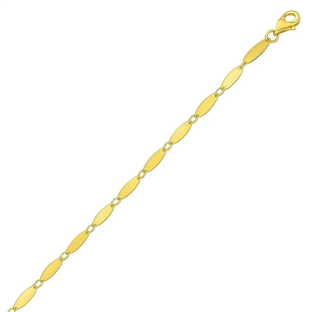 14K Yellow Gold Flat Pebble Link Necklace (2.50 mm)