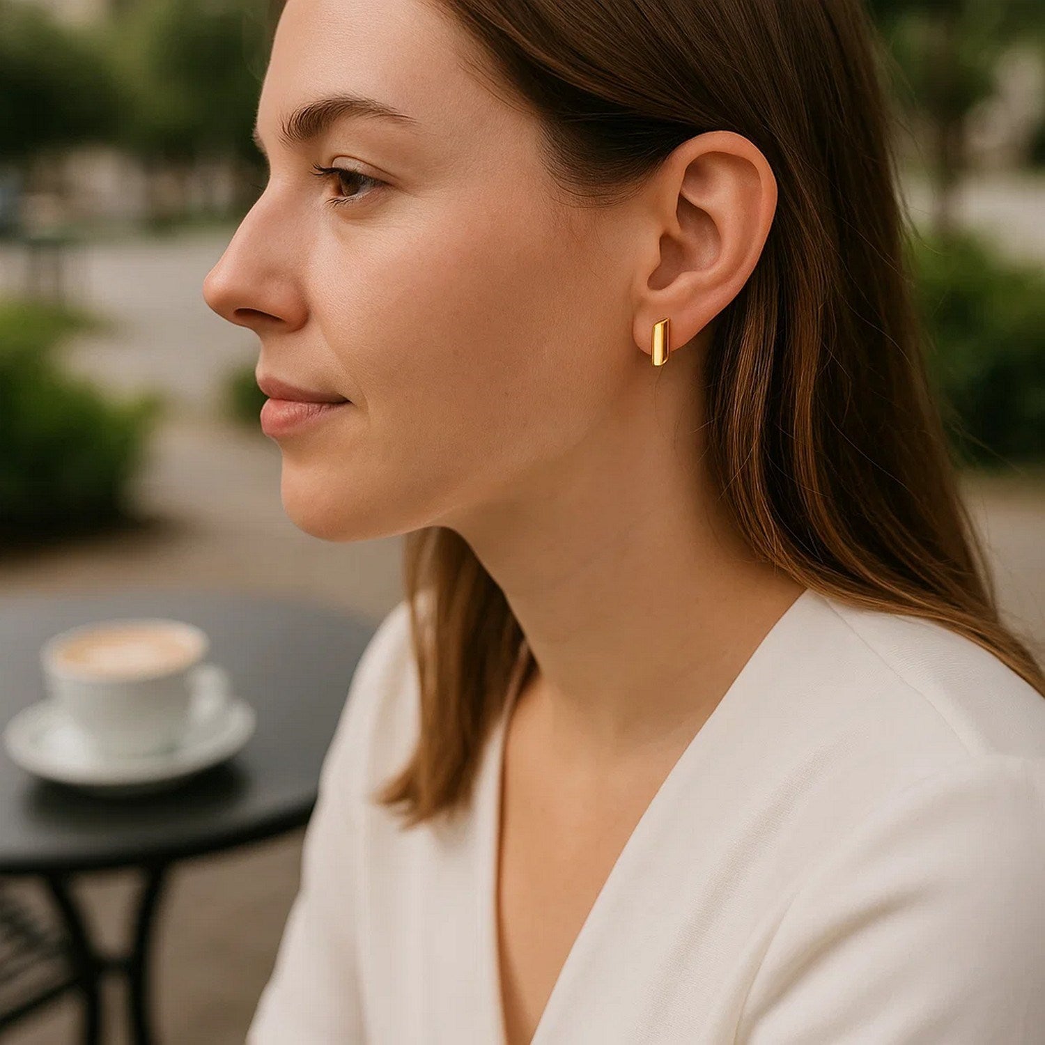 14k Yellow Gold Polished Rectangular Post Earrings