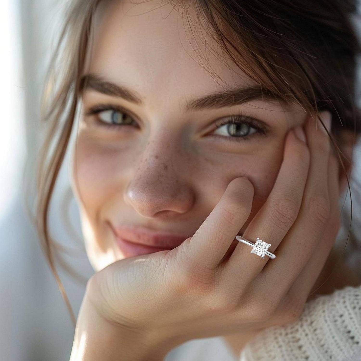 3 Carat Princess Lab Grown IGI G/VS1 Diamond Solitaire Ring in 10K White Gold