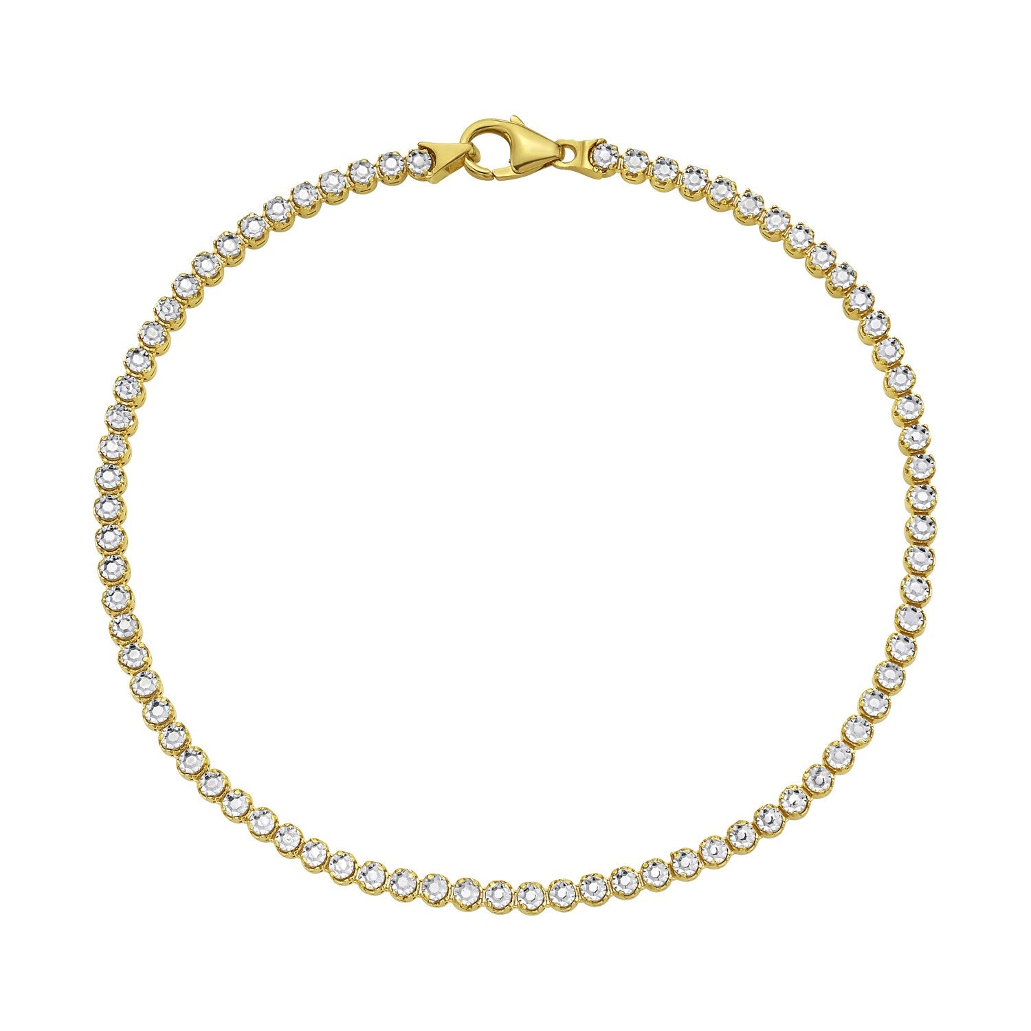14K Two Tone Gold Diamon Oro Tennis Bracelet (2.40 mm)