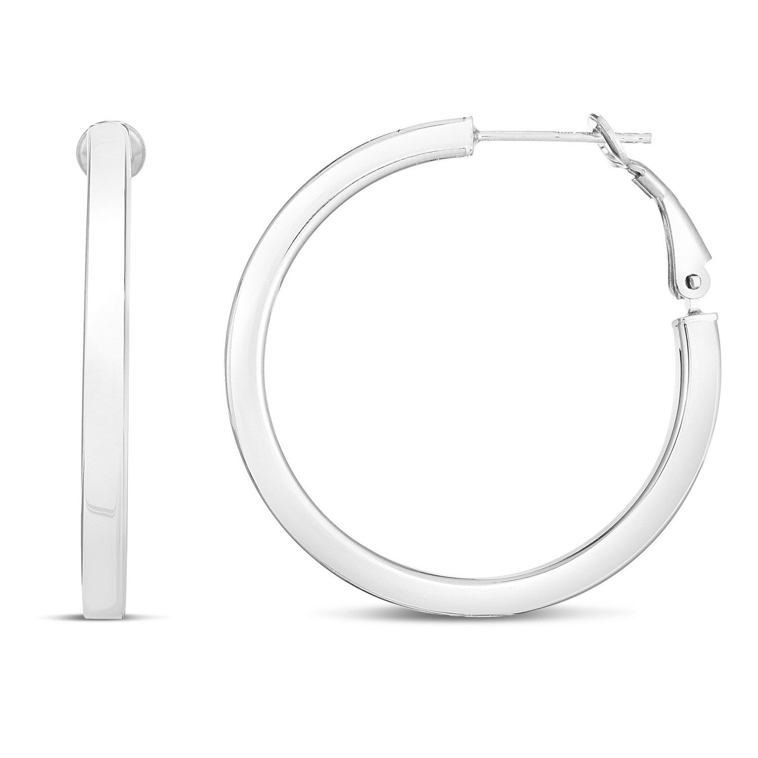 Sterling Silver Flat Wide Hoop Earrings