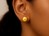 14k Yellow Gold Round Faceted Style Stud Earrings(7mm)