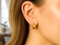 Small Tube Shaped Hoop Earrings in 14K Yellow Gold
