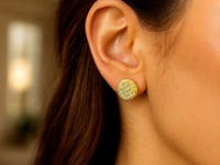 14k Yellow Gold Post Earrings with Textured Circles