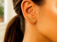 14k Yellow Gold Ear Climber Earring with Chain Links