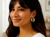 Medium Tube Shaped Hoop Earrings in 14K Yellow Gold