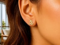 14k Yellow Gold Capricorn Stud Earrings