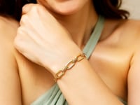 14k Yellow Gold Diamante Paperclip Chain Bracelet (7.00 mm)