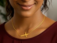 14k Yellow Gold Plain Cross Motif Necklace