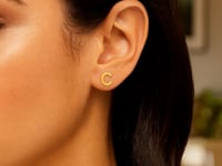 14K Yellow Gold Yours Truly Initial C Stud Earrings