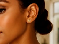 14K Yellow Gold Yours Truly Initial H Stud Earrings