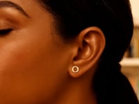 14K Yellow Gold Yours Truly Initial O Stud Earrings